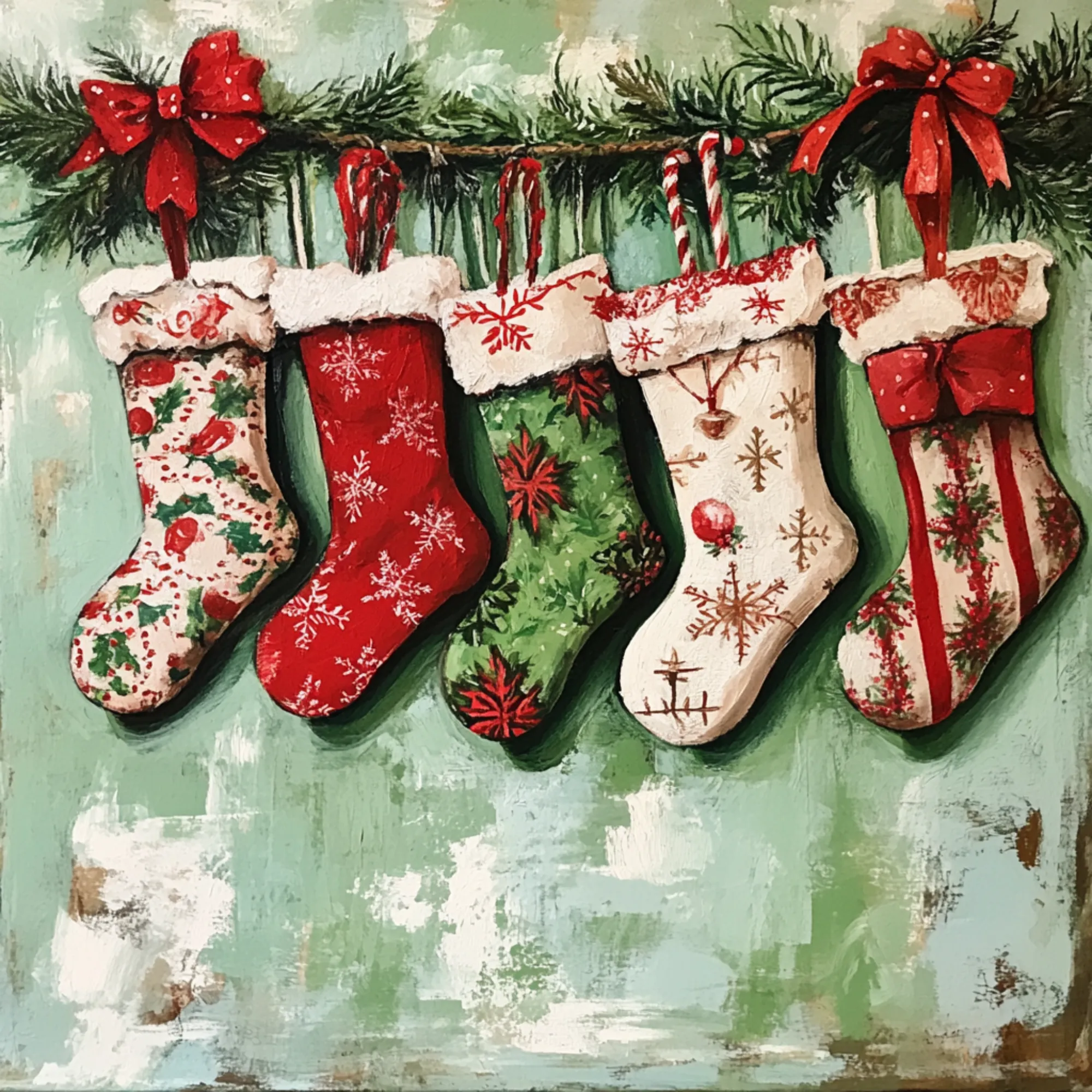 10" x 10" Classic Christmas Stockings Sign - TTE-003