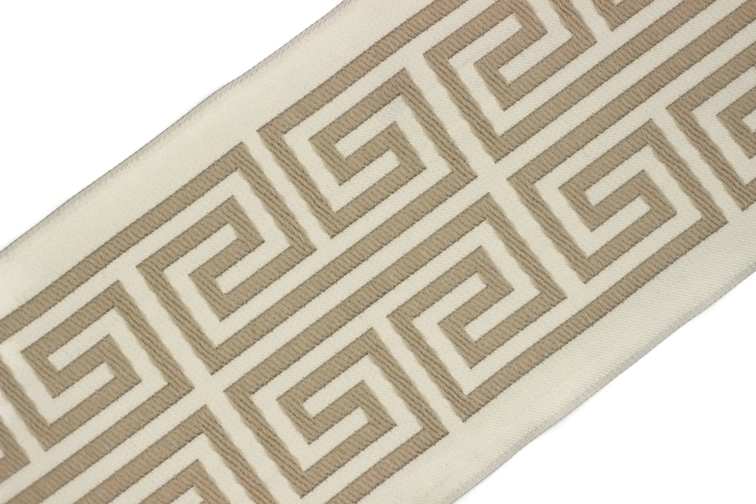 16 Yards Cream 100 mm Greek Key Drapery Trim (3.93 inch), Jacquard Trims, Curtain Trimmings, Drapery Curtain Trims, Jacquard Ribbons 176 V2