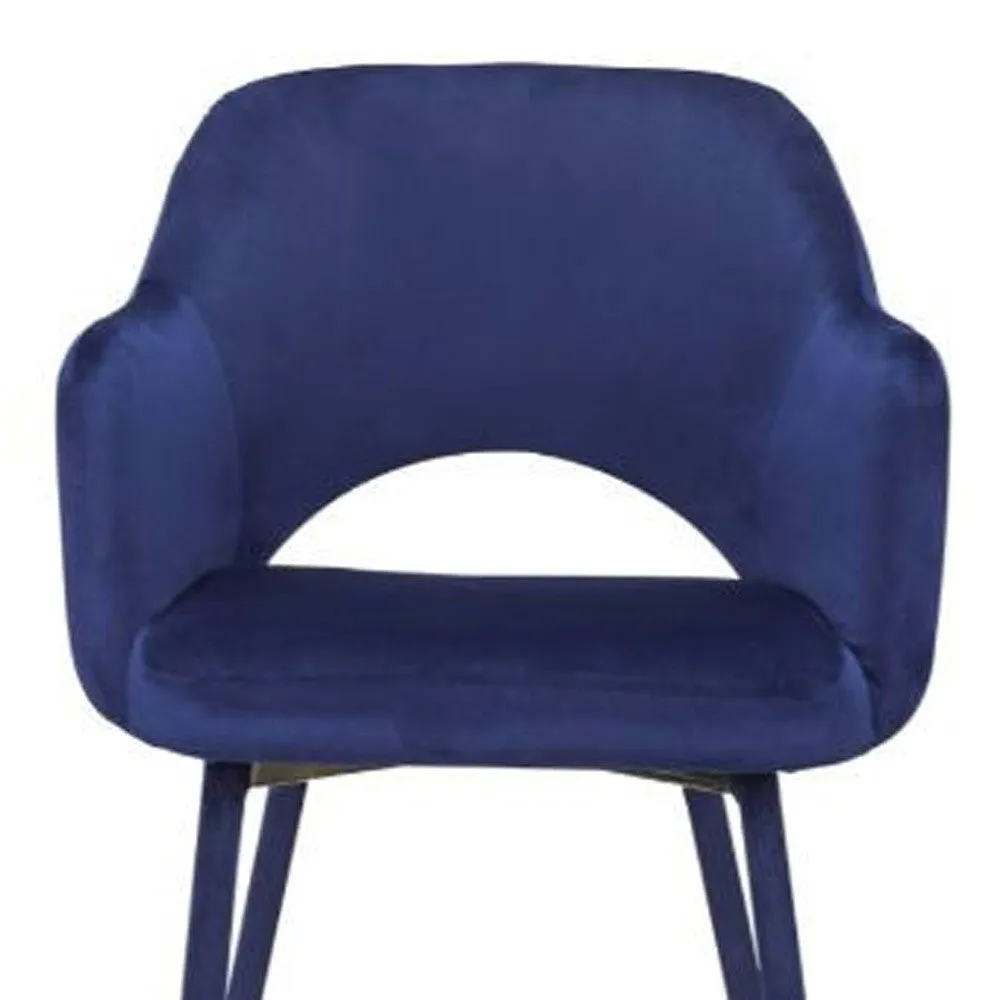 22" Ocean Blue Velvet And Gold Solid Color Parsons Chair By Homeroots