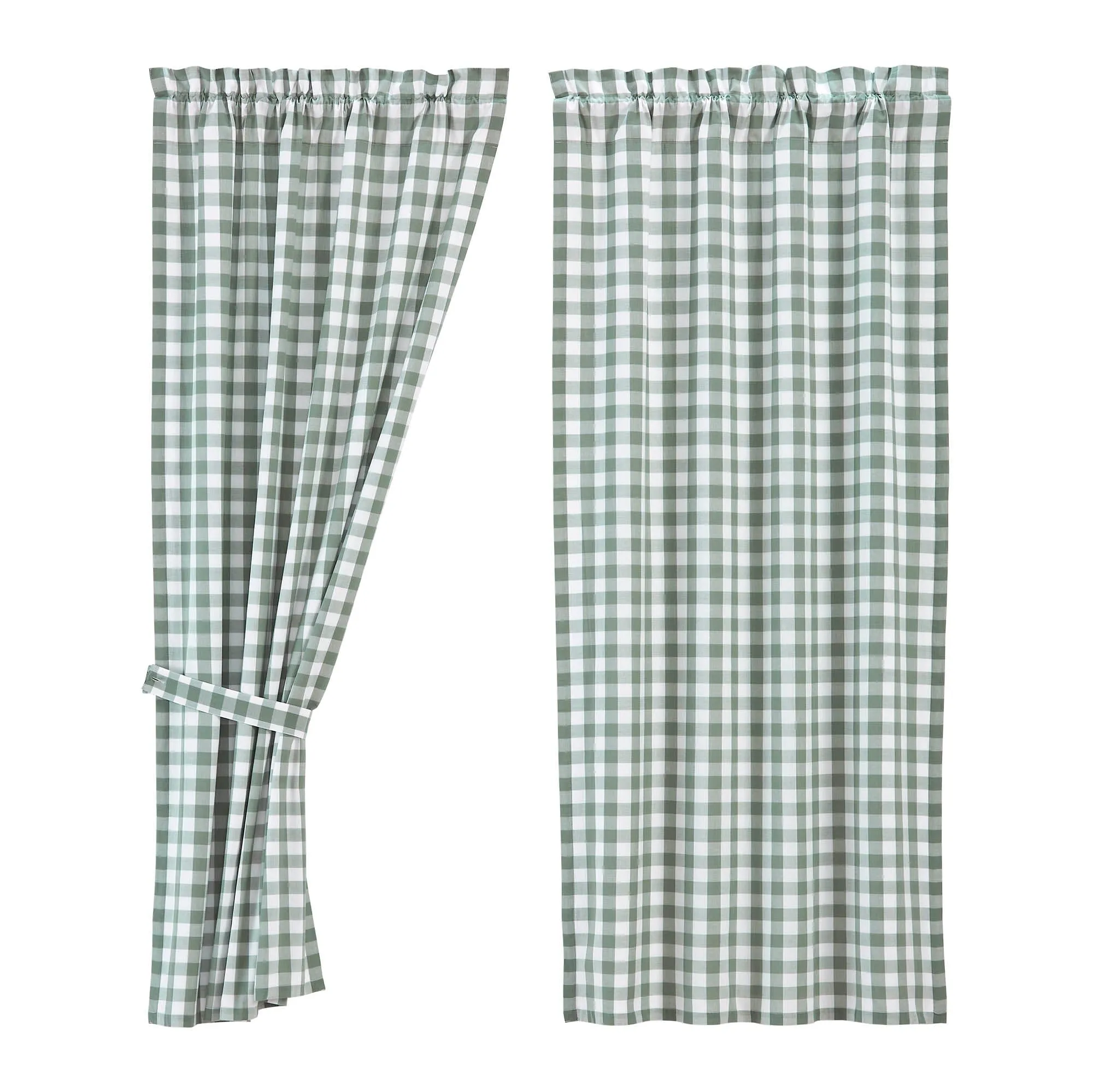 Annie Green Buffalo Check Lined Short Panel Curtains 63"