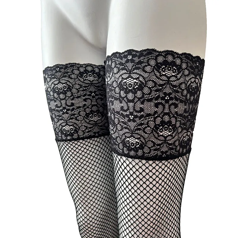 Baci Lingerie Deep Lace Fishnet Stockings