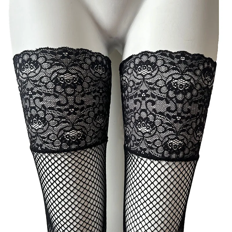 Baci Lingerie Deep Lace Fishnet Stockings