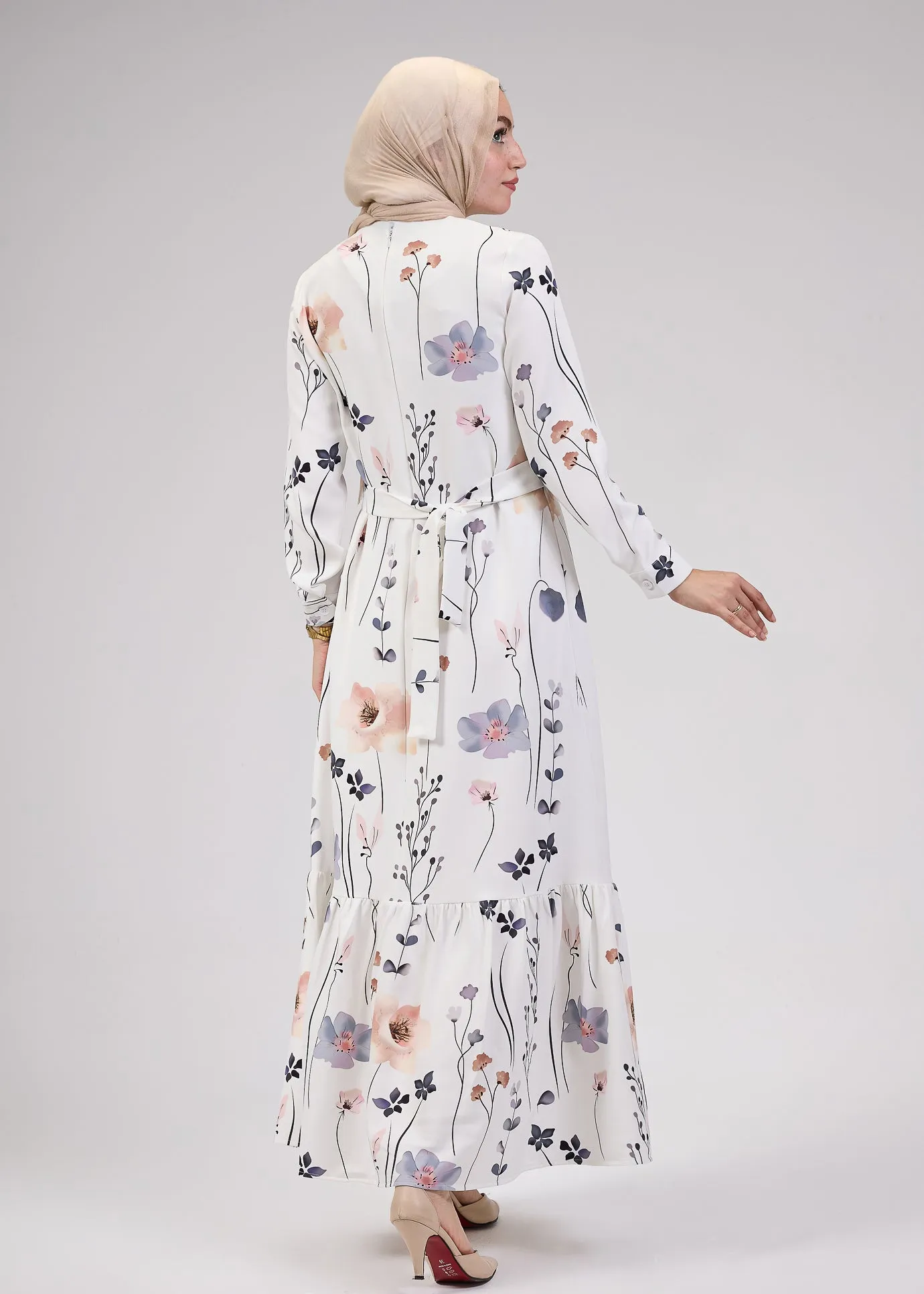 Badia Lily Bloom Modesty Dress in Soft Floral Print