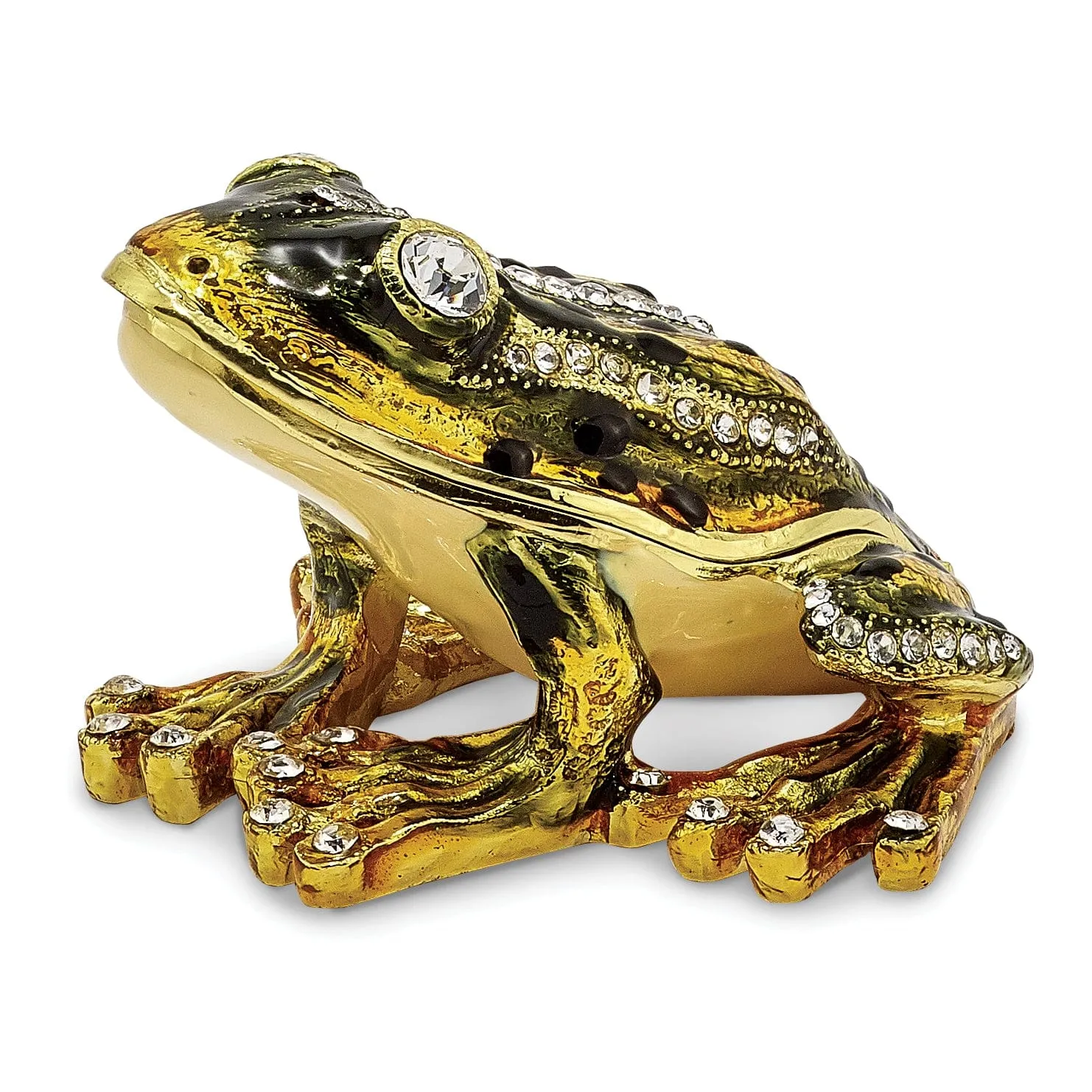 Bejeweled Multi Color Finish JUMPIN' FROG FLASH Green Frog Trinket Box