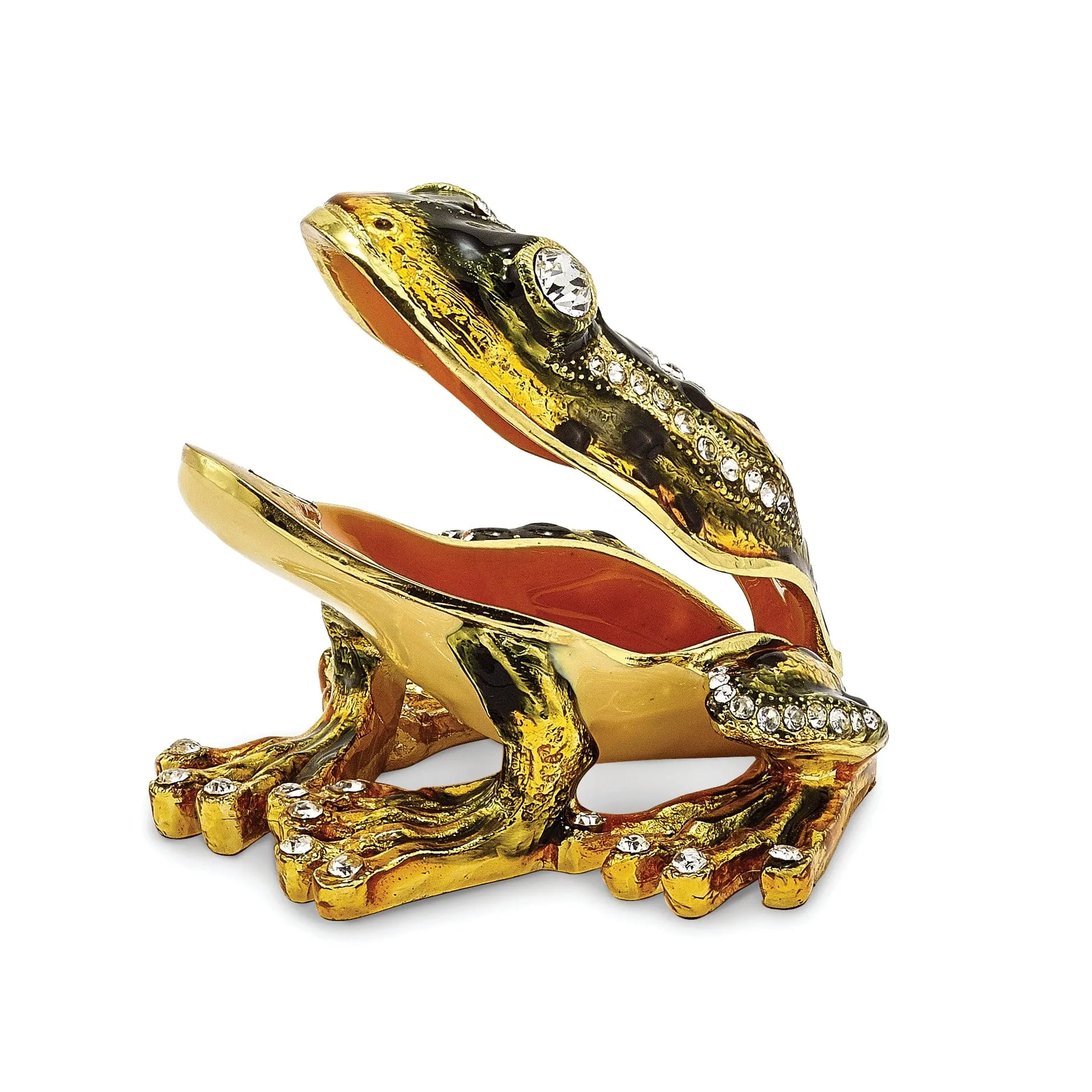 Bejeweled Multi Color Finish JUMPIN' FROG FLASH Green Frog Trinket Box