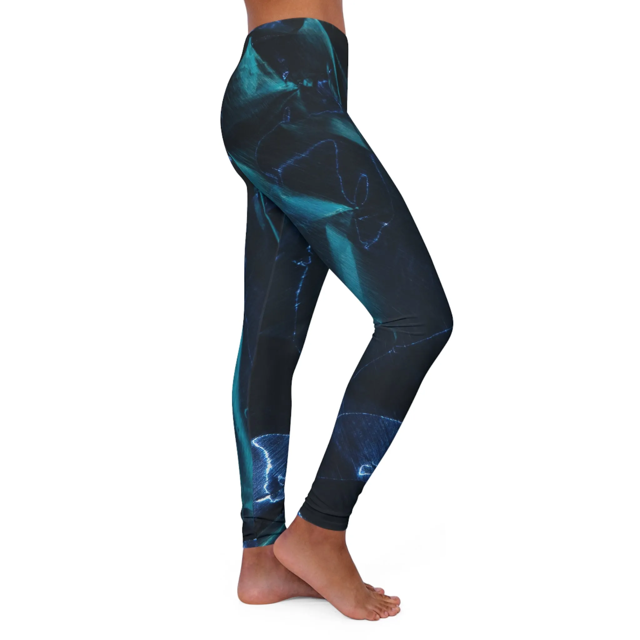 Blue Metalic - Inovax Women's Spandex Leggings