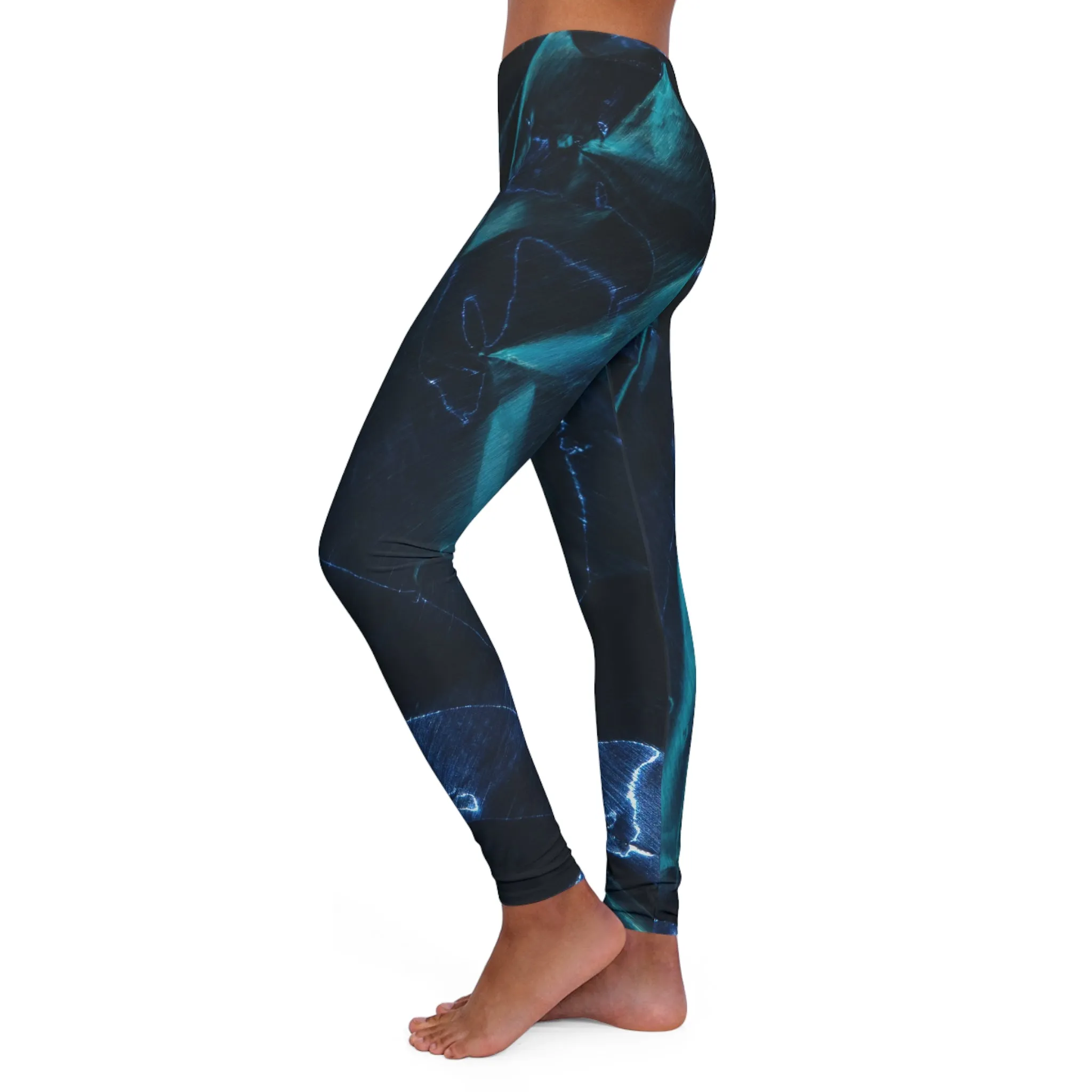 Blue Metalic - Inovax Women's Spandex Leggings