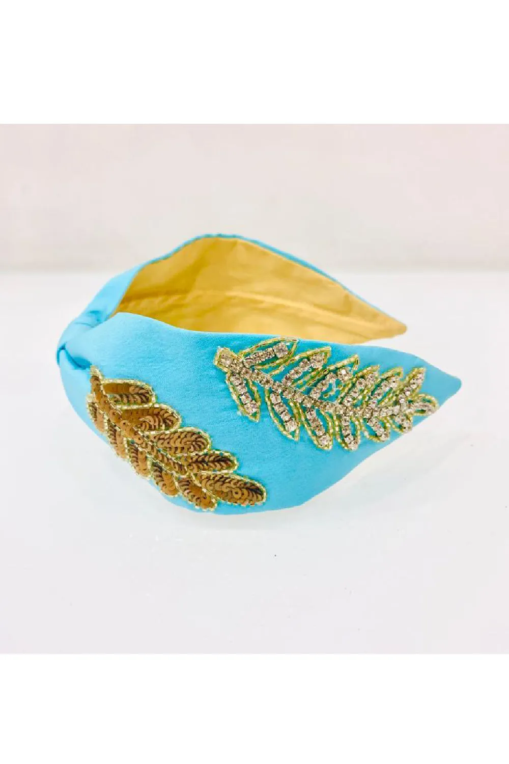 Blue Sequins And Stone Embroidered Hairband