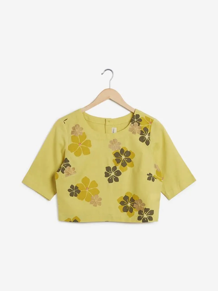 Bombay Paisley Yellow Floral Print Crop-Top