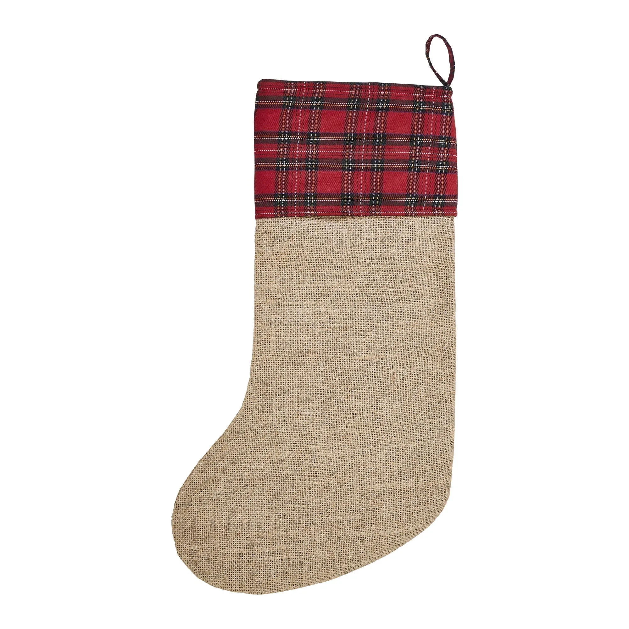 Burlap Natural Plaid Airmail Stocking