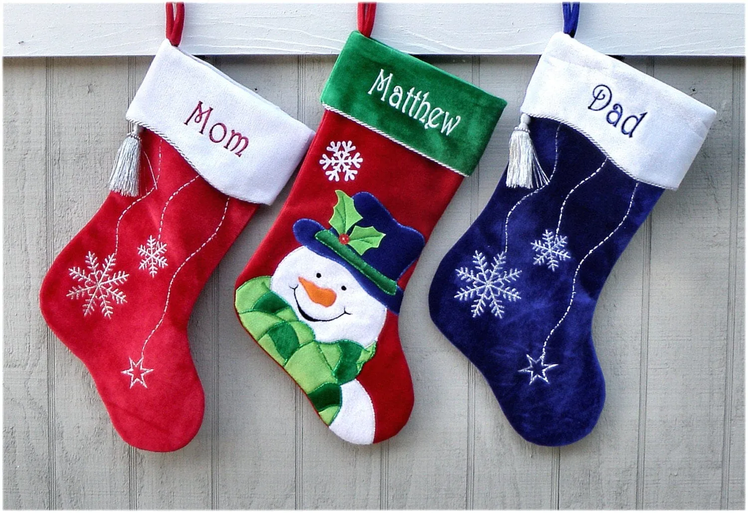 Christmas Stocking Personalized - Happy Santa, Snowman, Cat, Dog, Family XMAS Stockings