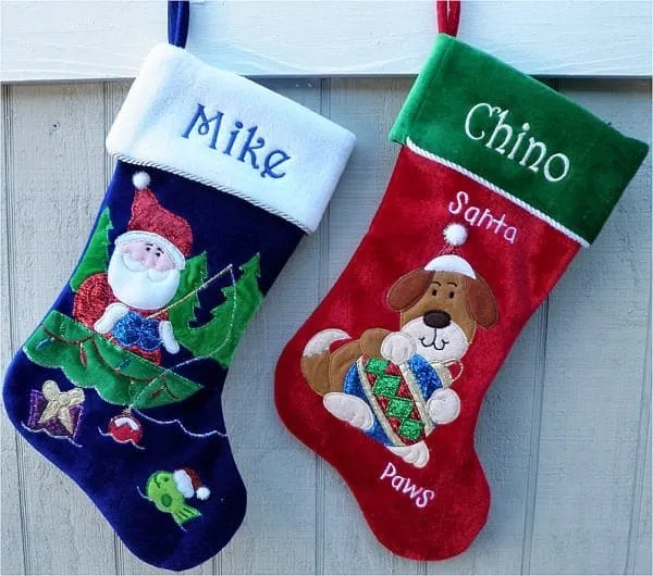 Christmas Stocking Personalized - Happy Santa, Snowman, Cat, Dog, Family XMAS Stockings