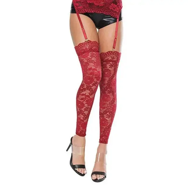 Coquette Scallop Stretch Lace Footless Stockings