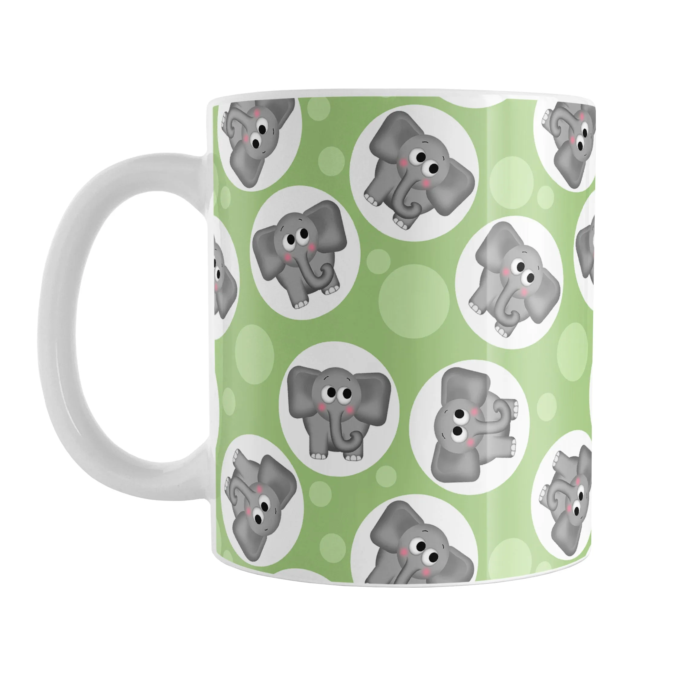 Cute Green Elephant Pattern Mug