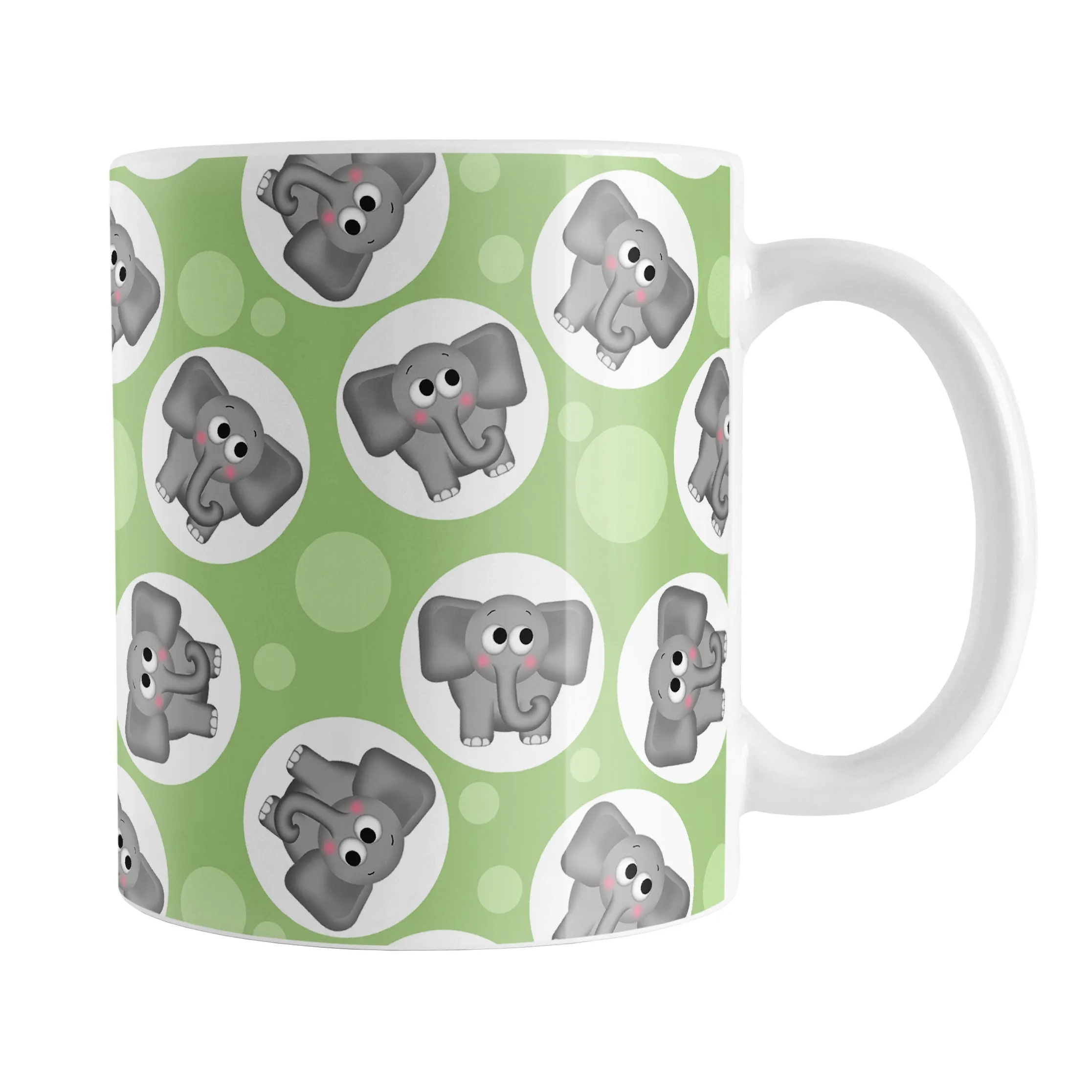 Cute Green Elephant Pattern Mug