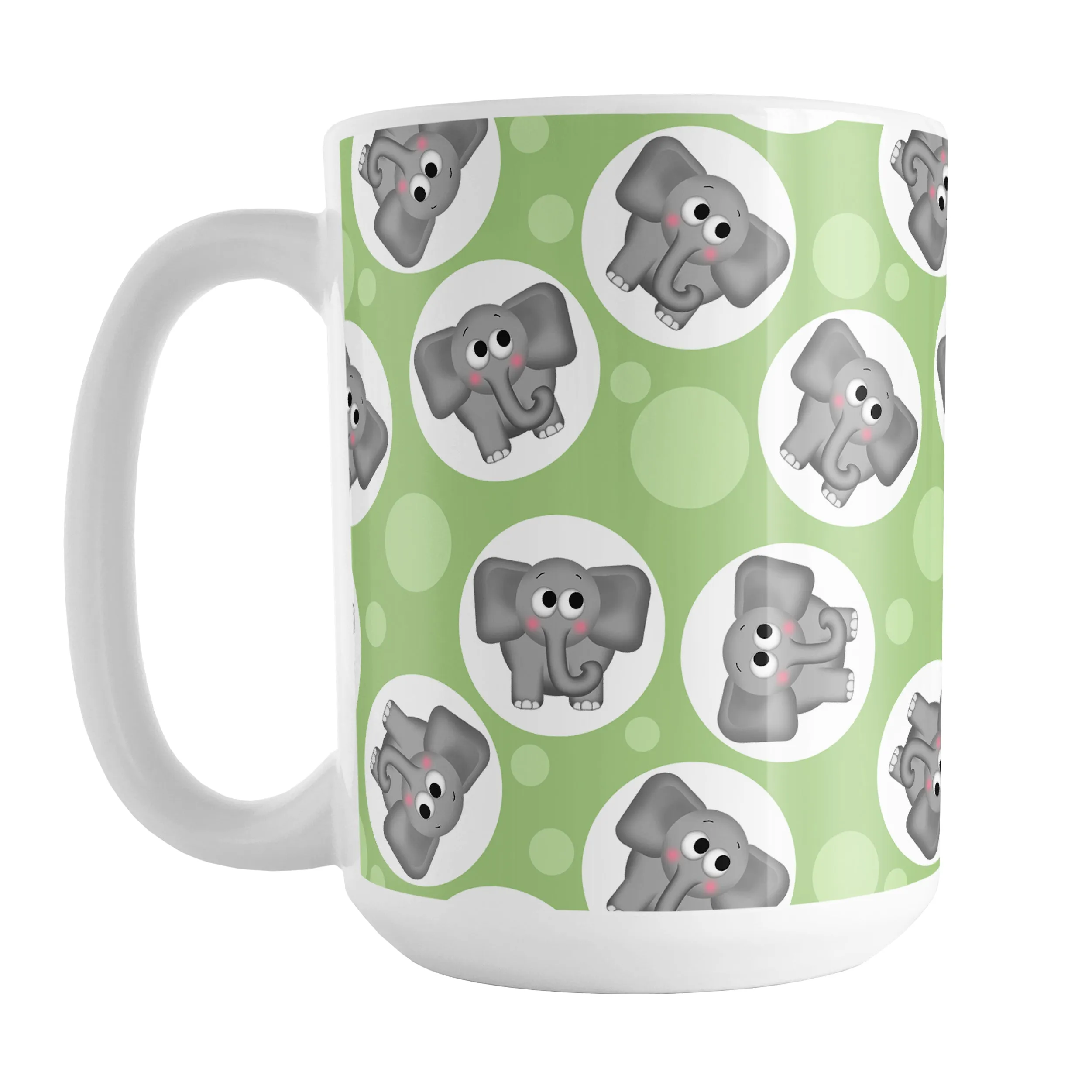 Cute Green Elephant Pattern Mug