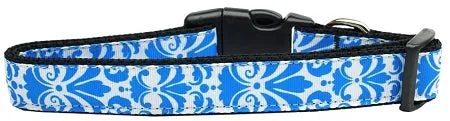 Damask Blue Nylon Cat Collar