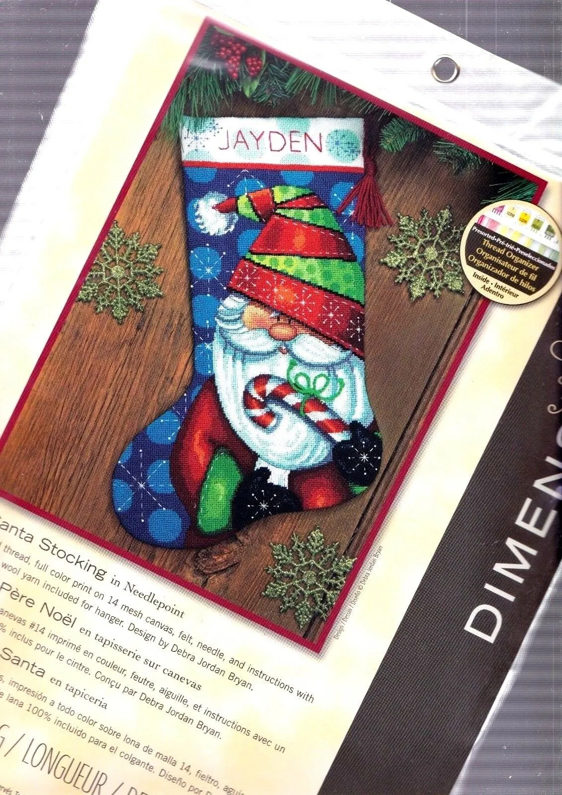 DIY Dimensions Sweet Santa Candy Cane Christmas Needlepoint Stocking Kit