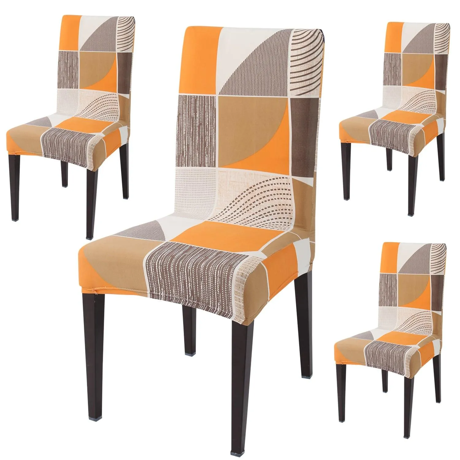 Elastic Stretchable Dining Chair Cover, Square Abstract