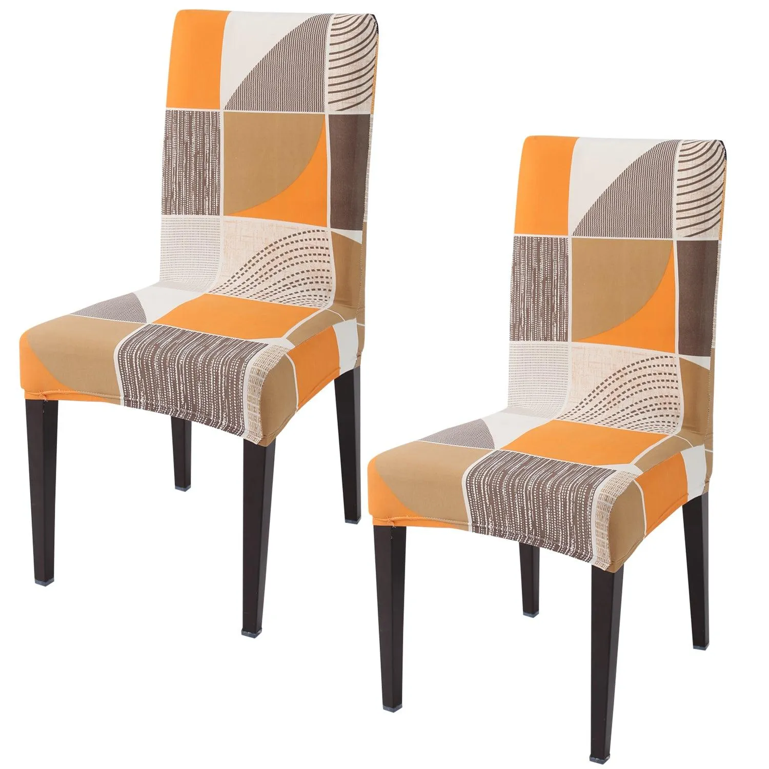 Elastic Stretchable Dining Chair Cover, Square Abstract