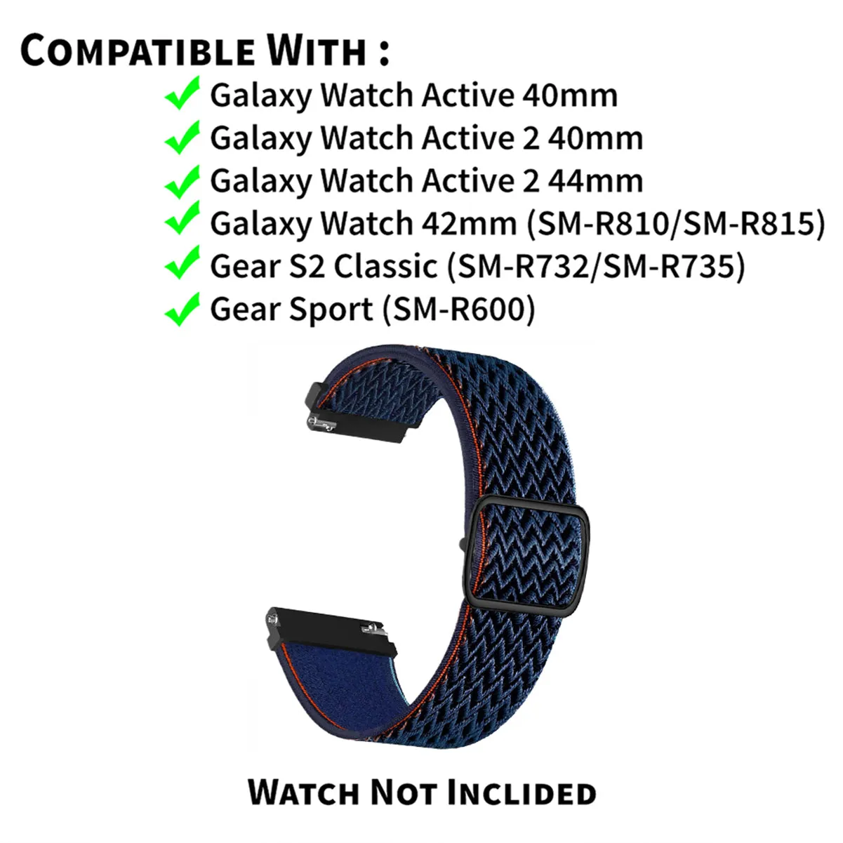 Fabric Elastic Loop Band For Samsung Watch 20mm Deep Navy