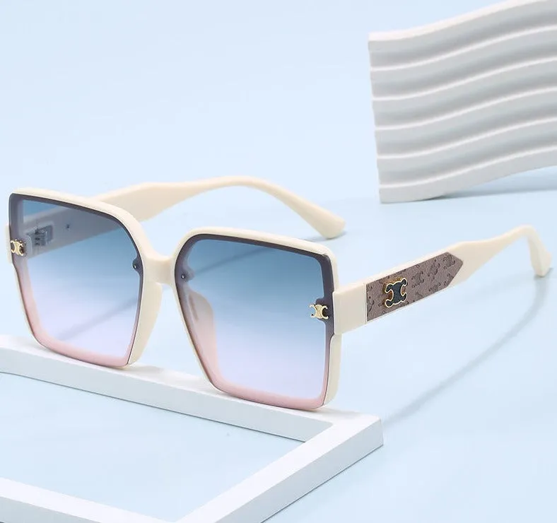 Fashion Trendy Large Frame Leather Leg Design Square 2024 New Sunglasses for Women Driving with UV Protection