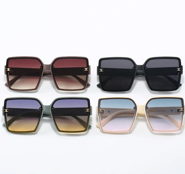 Fashion Trendy Large Frame Leather Leg Design Square 2024 New Sunglasses for Women Driving with UV Protection