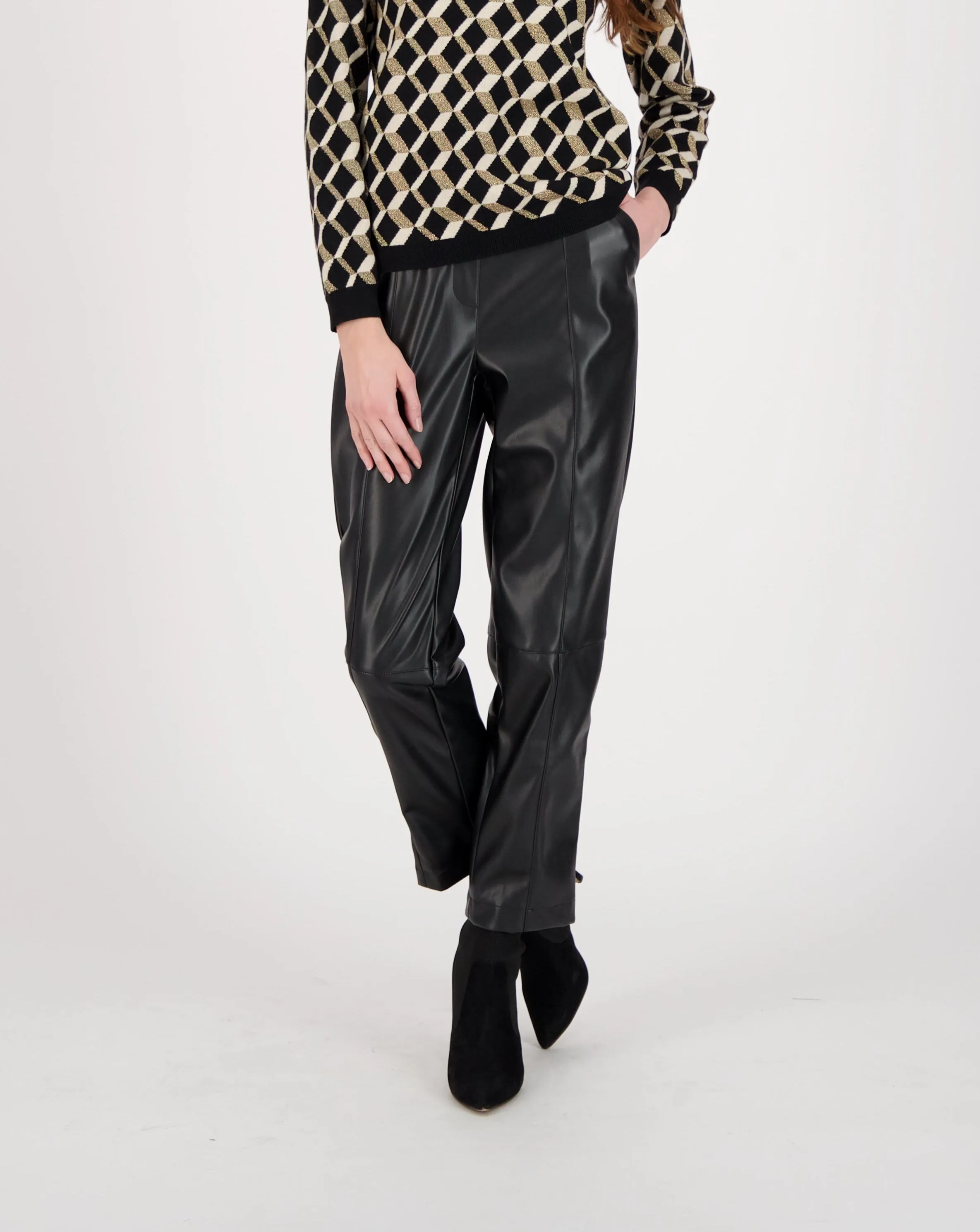 Faux Leather Straight Leg Pant