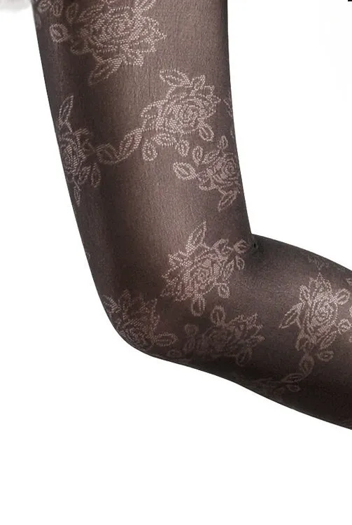 Franzoni Effect Lace Floral Semi Opaque Patterned Tights