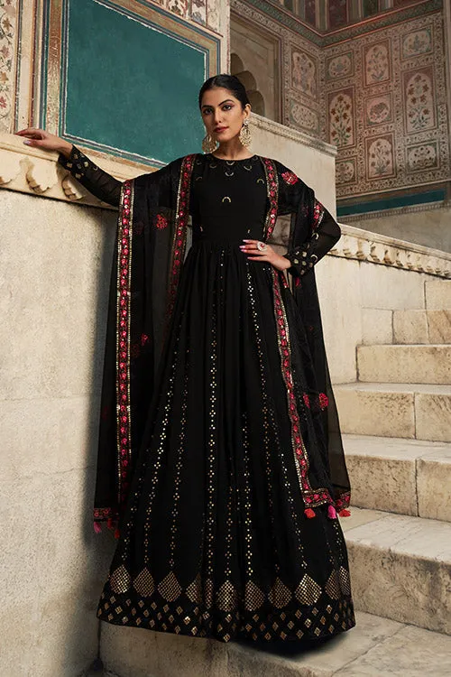 Georgette Thread & Sequence Embroidered Work Gown