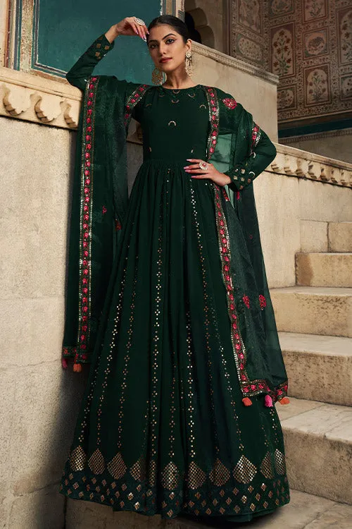 Georgette Thread & Sequence Embroidered Work Gown