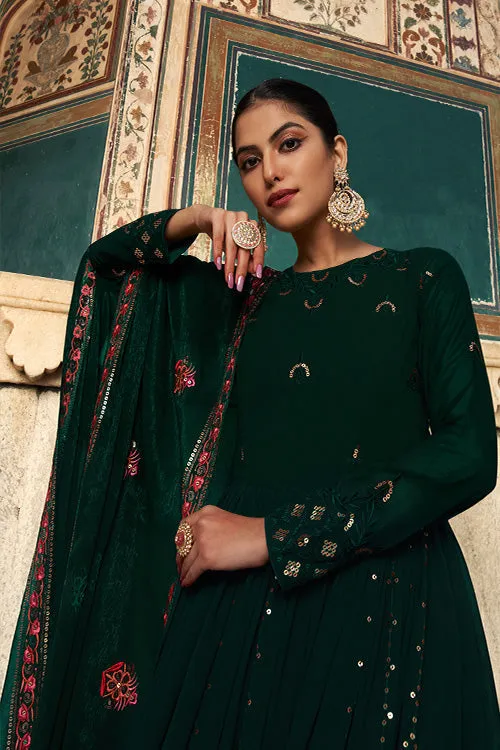 Georgette Thread & Sequence Embroidered Work Gown