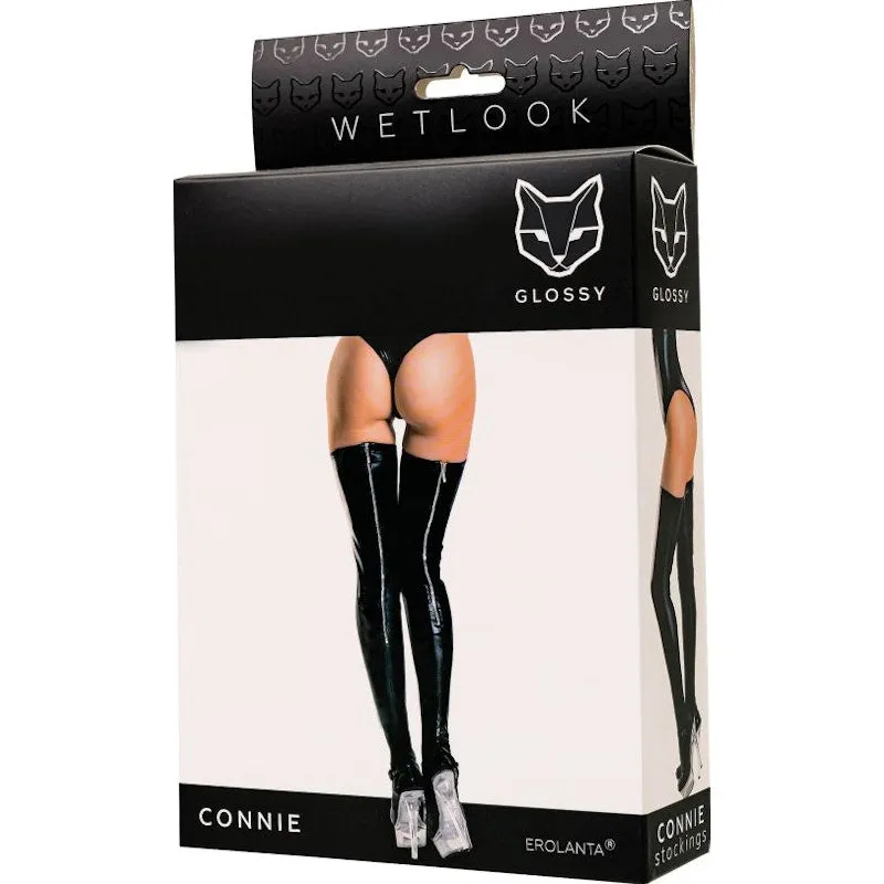 Glossy Wetlook Connie Zipper Stockings