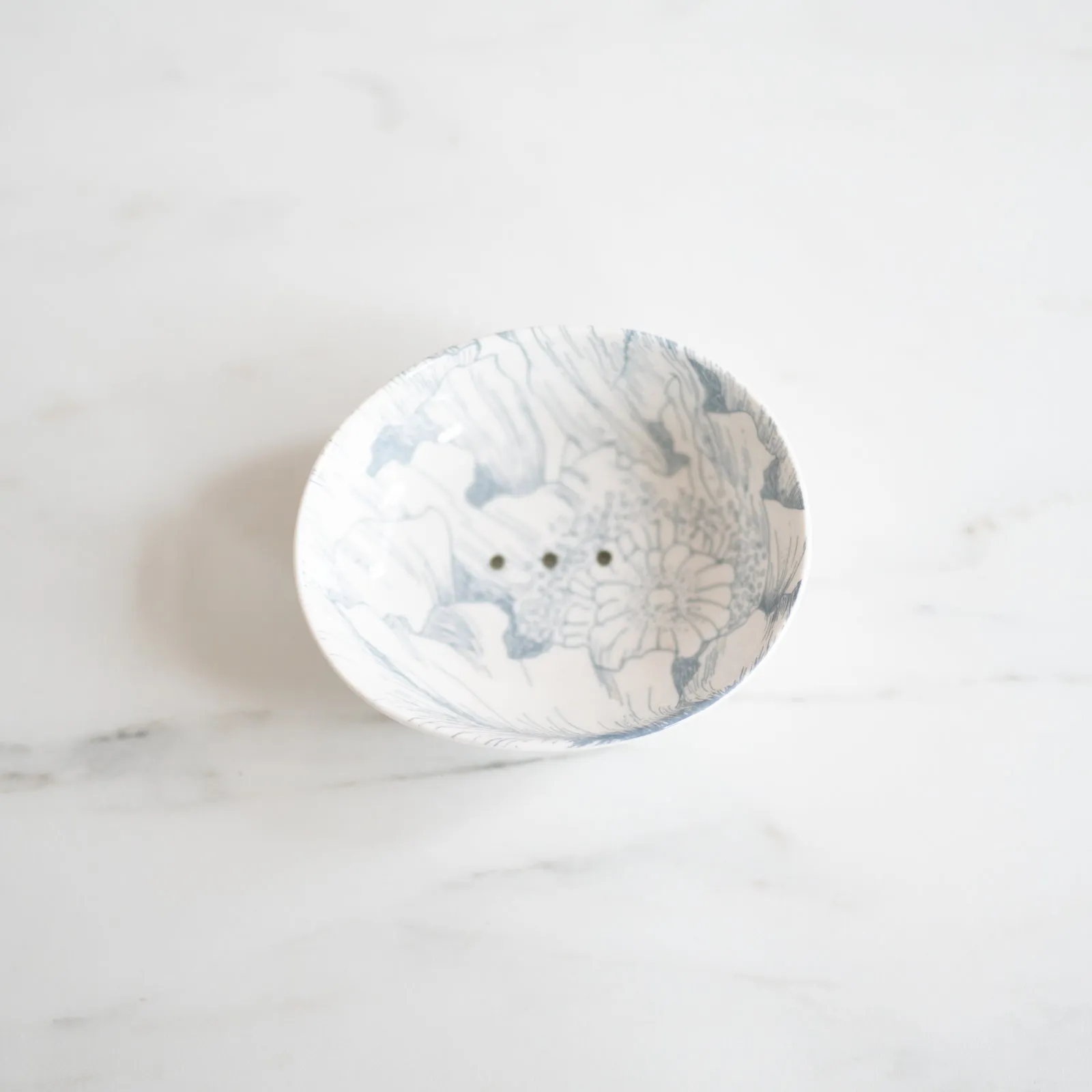 Grey Floral Patterned Soap Dish