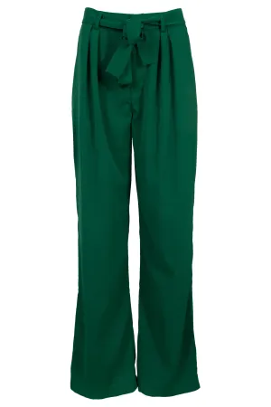 Heartbreak Wide Leg Tie Waist Belted Trousers in Green