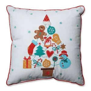 Indoor Christmas Gift Tree Red-Aqua 16.5-inch Throw Pillow