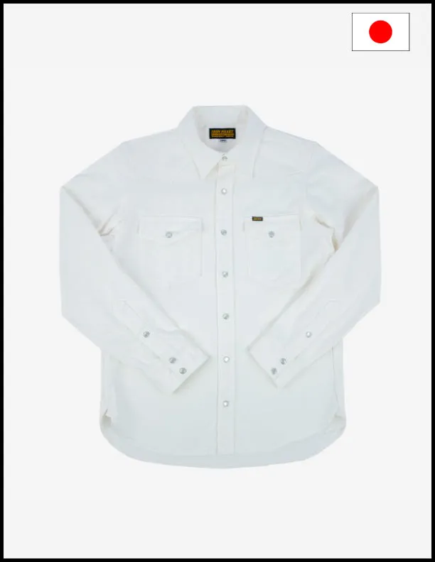 Iron Heart IHSH-384 13.5oz Denim Western Shirt - White