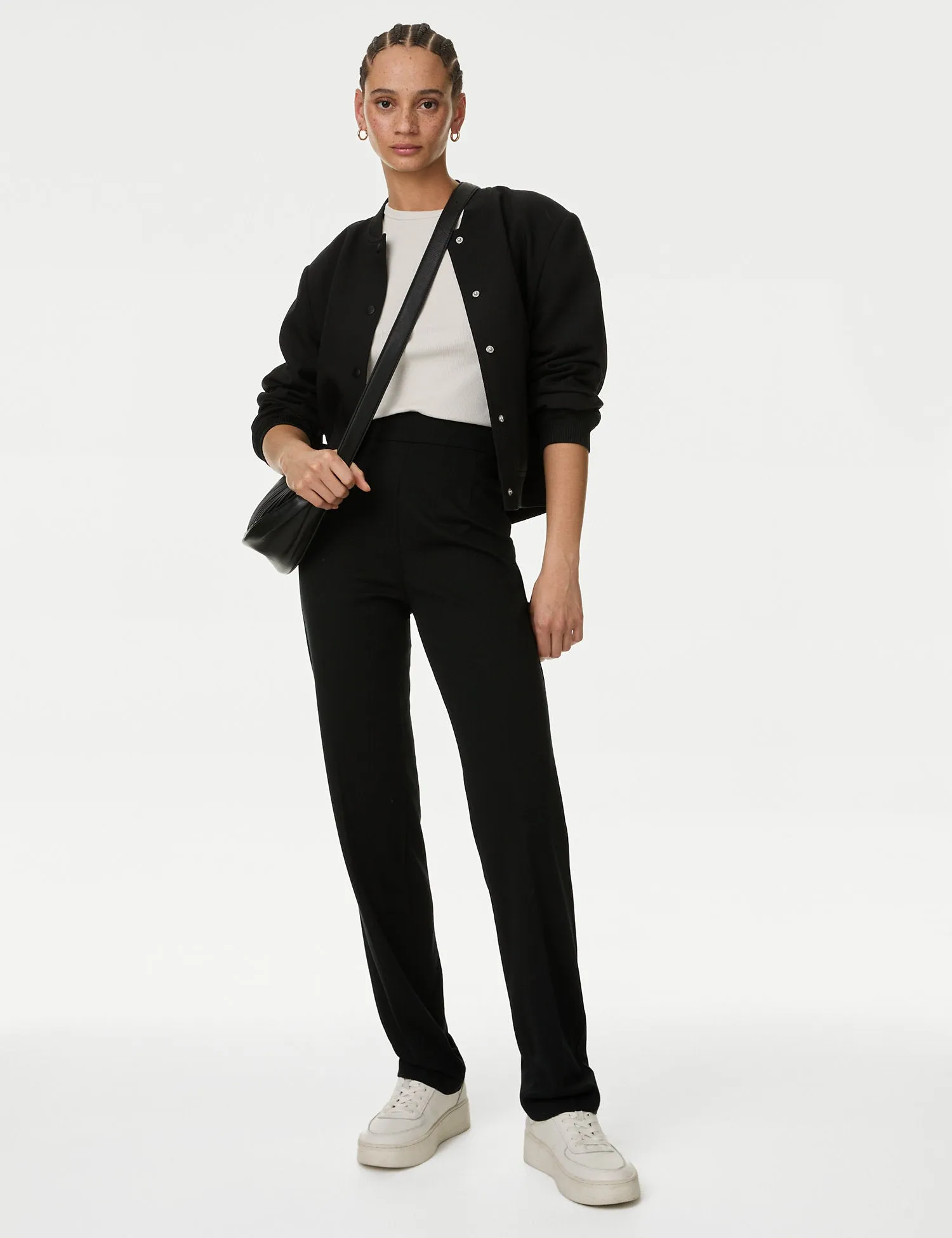 Jersey Straight Leg Trousers with Stretch