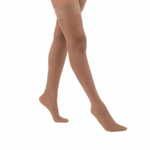 Juzo Naturally Sheer Compression Stockings, 20-30 mmHg, Microdot Silicone Band, Thigh High, Closed Toe