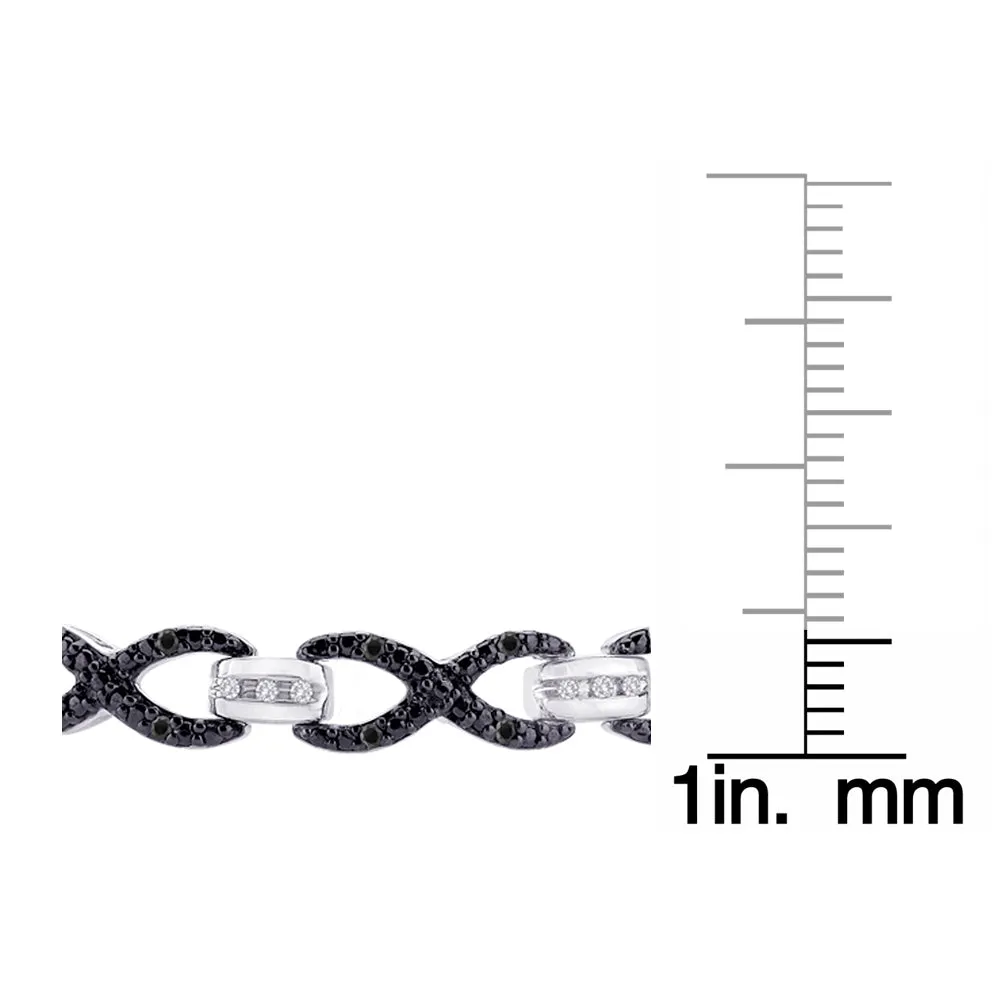 KATARINA Black and White Diamond Link Bracelet (3/8 cttw)