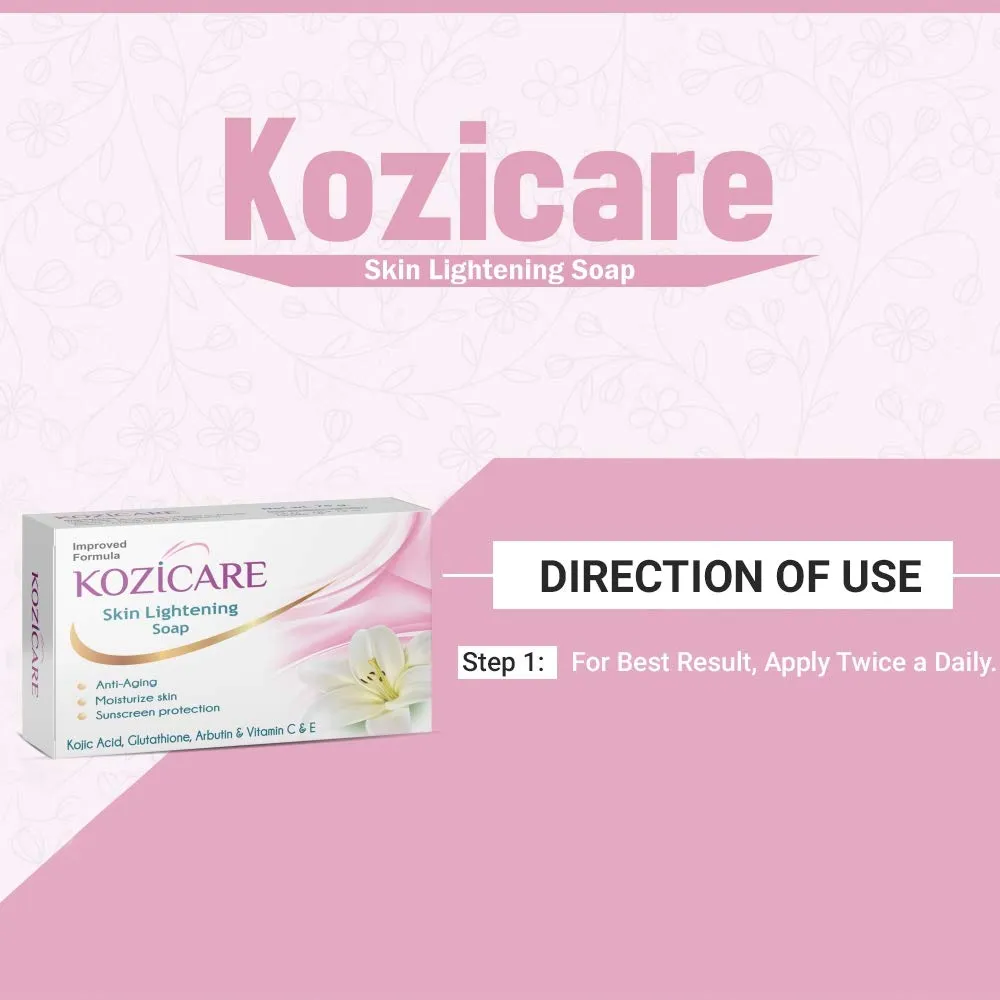 Kozicare Kojic Acid Soap & Glutathione Soap | Alpha Arbutin & Body Tan Removal Soap | Skin Whitening Soap | Bath Soap for Men & Women | Remove Dark Spots & Hyperpigmentation - Pack of 6