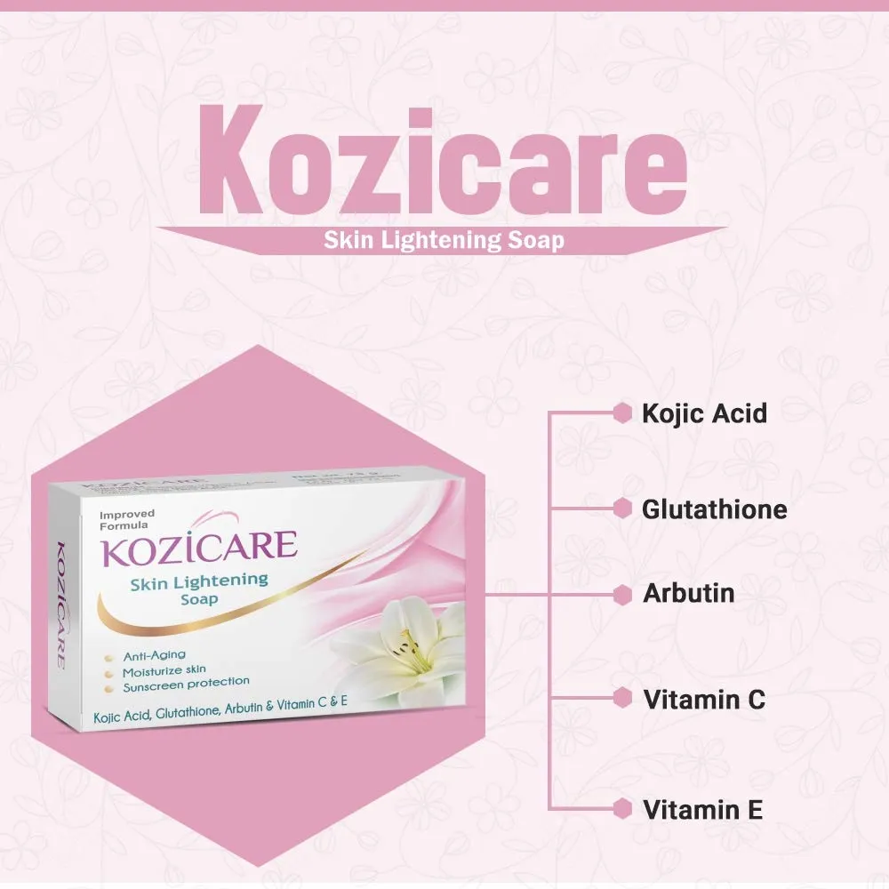 Kozicare Kojic Acid Soap & Glutathione Soap | Alpha Arbutin & Body Tan Removal Soap | Skin Whitening Soap | Bath Soap for Men & Women | Remove Dark Spots & Hyperpigmentation - Pack of 6