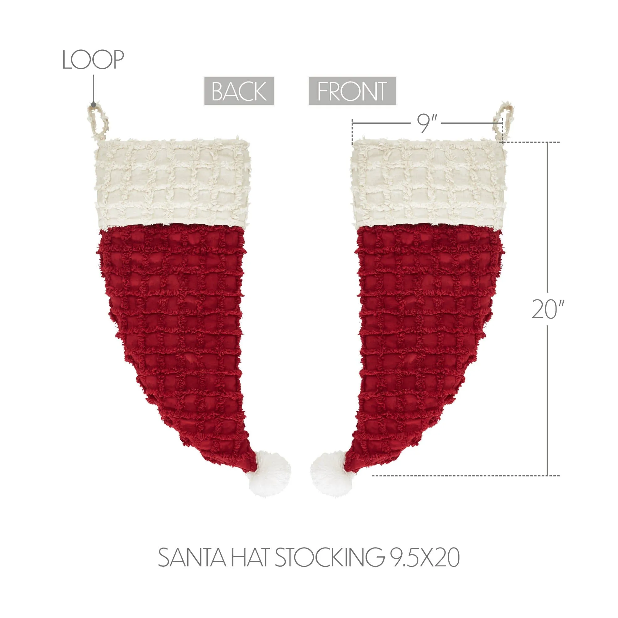 Kringle Chenille Santa Hat Stocking 9.5x20"