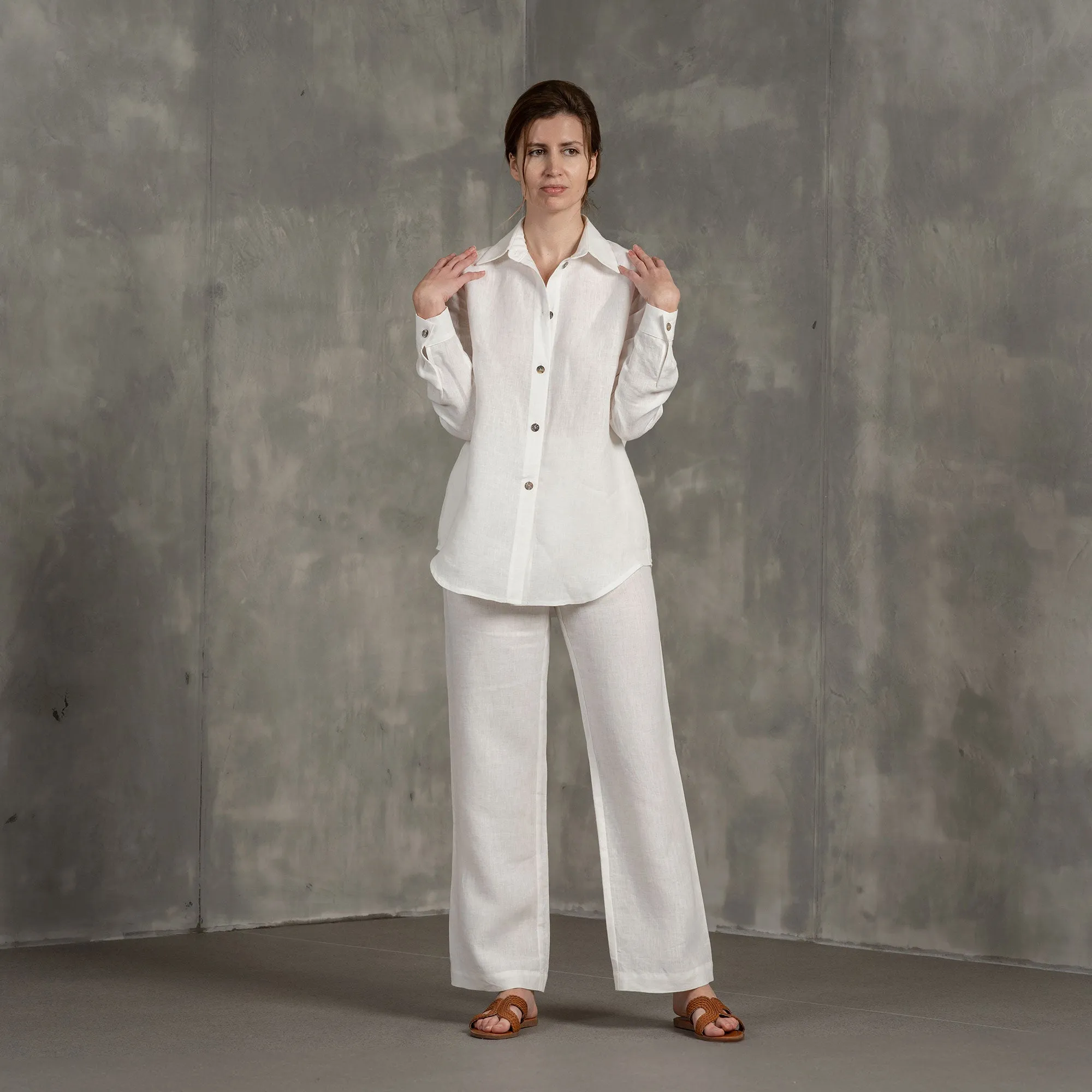 Linen Shirt & Wide Pants 2-Piece