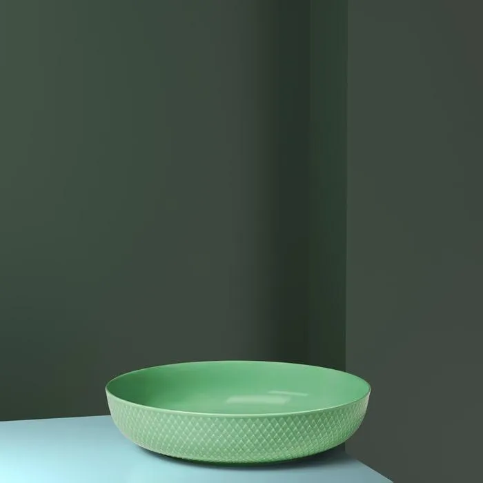 Lyngby Porcelæn Rhombe Color Serving Bowl, Green, Ø: 11.3"