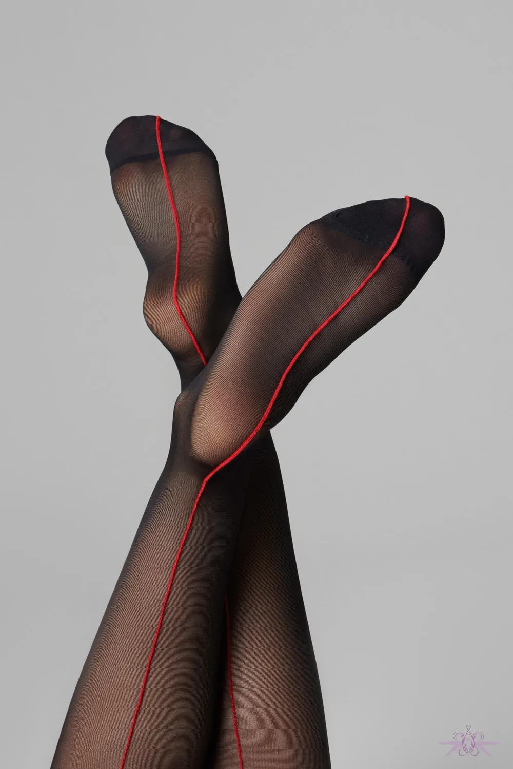 Maison Close Black Stockings with Red Seam