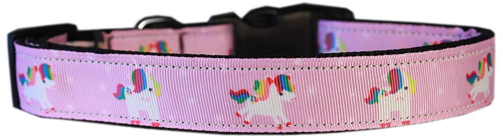 Mauve Unicorns Nylon Dog Collar Sm