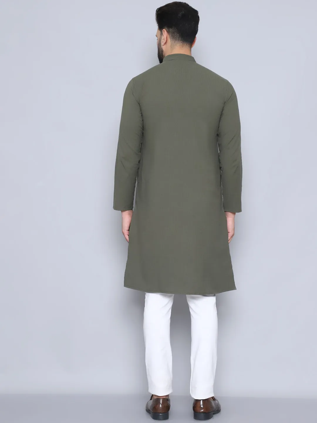 Men's Green Pure Cotton Kurta - Even Apparels