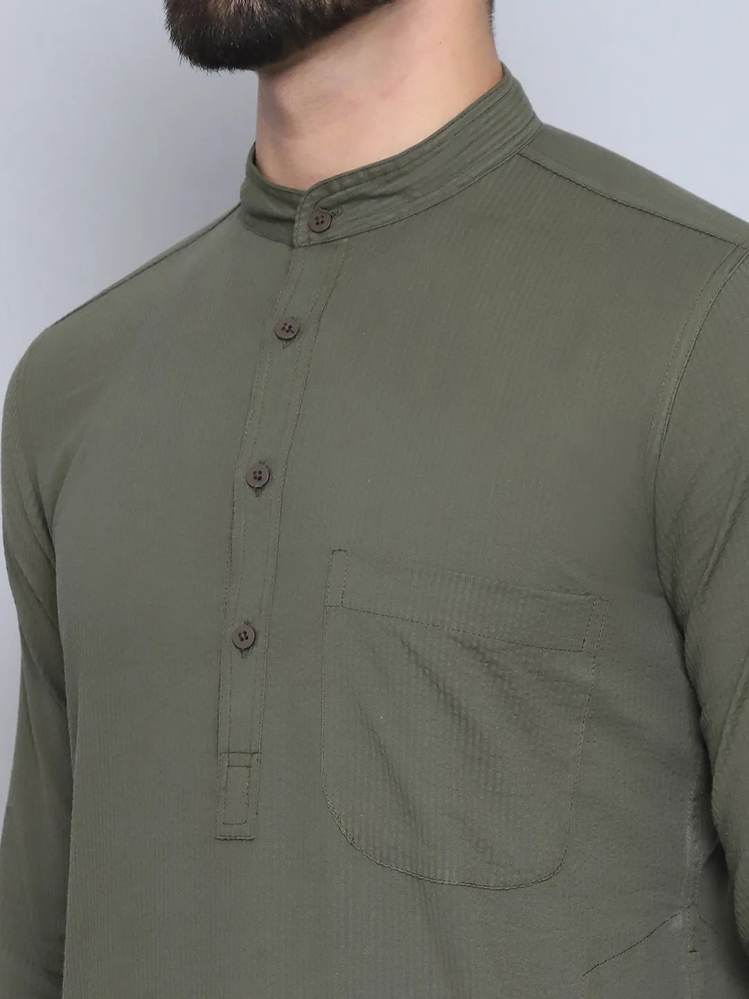 Men's Green Pure Cotton Kurta - Even Apparels