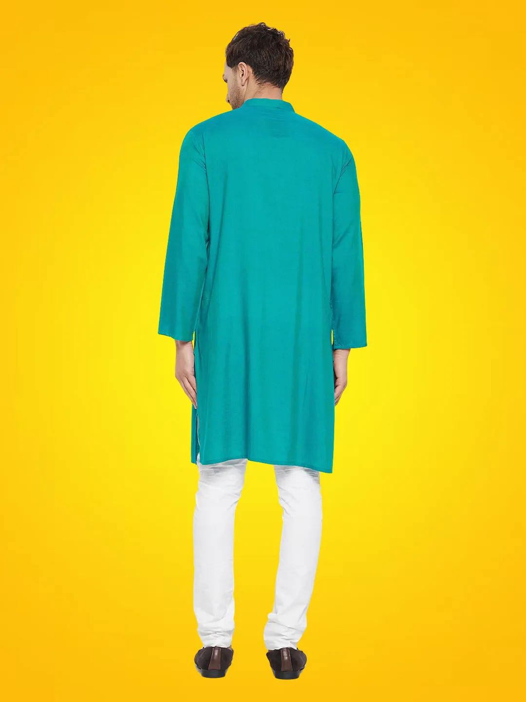 Men's Rayon Green Self Design Kurta - Even Apparels